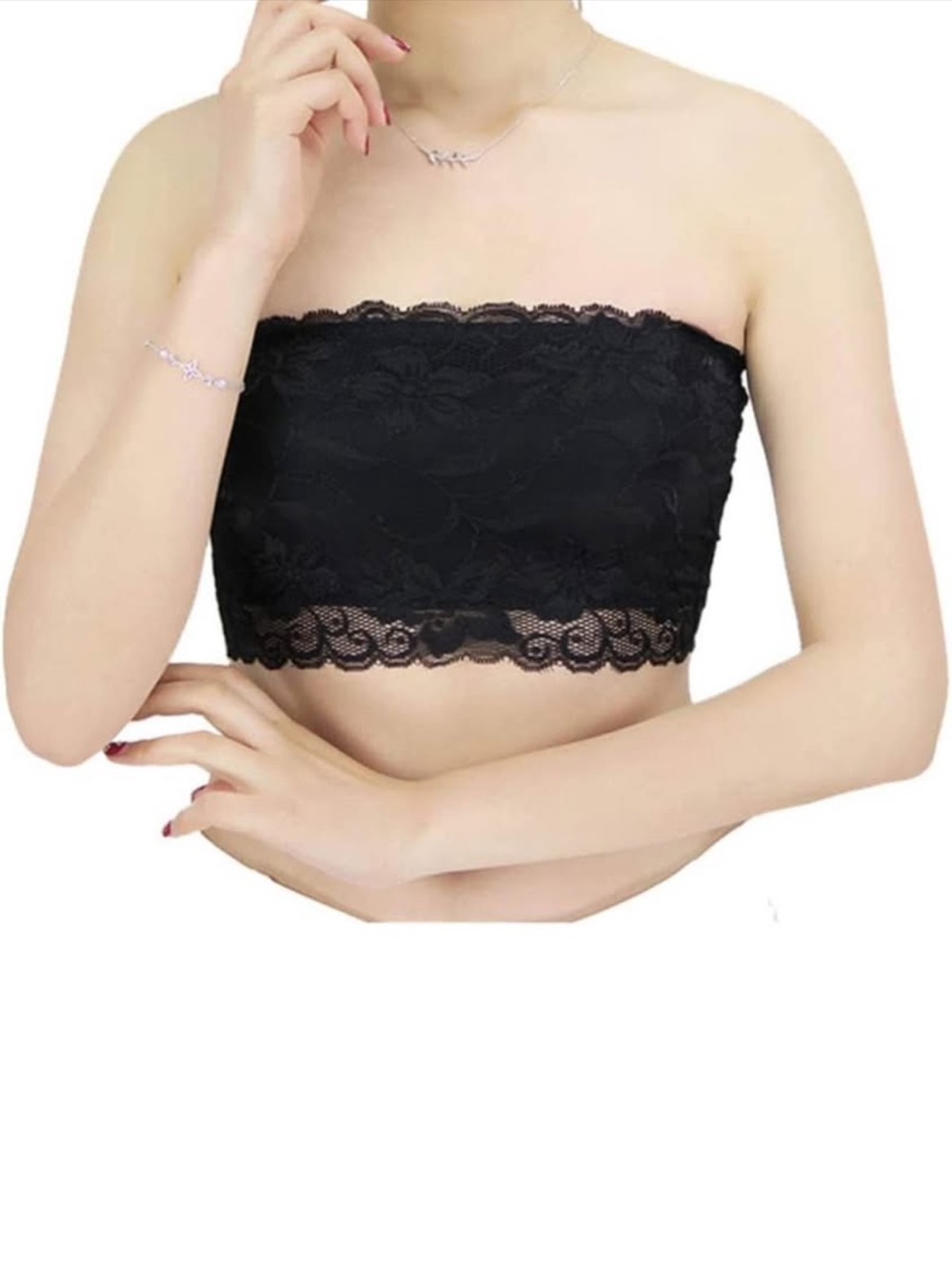 Black Lace Strapless Bandeau Bralette